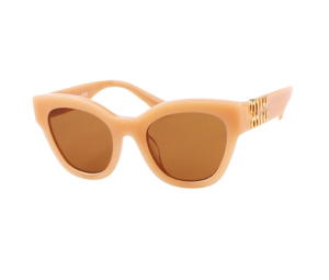 Buy Miu Miu SMU-01Y-F-14H-2Z1-51 Sunglasses In Caramel Acetate Frame Gold Lettering With Yellow Lenses at Sasom – Authentic and Ready to Ship