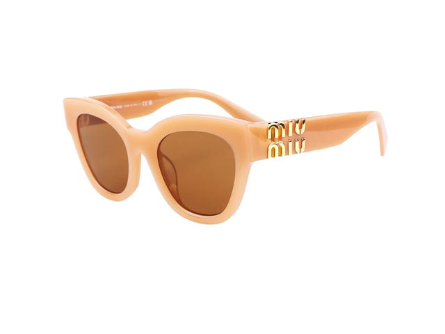 Miu Miu Miu Miu SMU-01Y-F-14H-2Z1-51 Sunglasses In Caramel Acetate Frame Gold Lettering With Yellow Lenses - view 3
