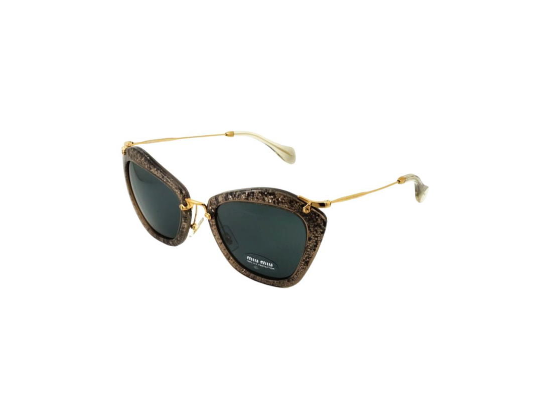 Miu Miu Miu Miu SMU 10N Sunglasses In Brown Glitter Plastic Metal Frame With Grey Lenses