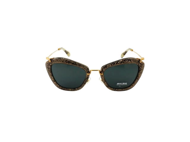 Miu Miu Miu Miu SMU 10N Sunglasses In Brown Glitter Plastic Metal Frame With Grey Lenses - view 2