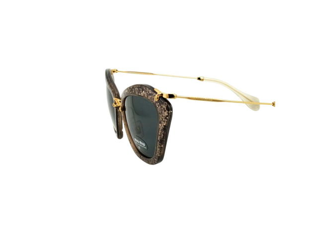 Miu Miu Miu Miu SMU 10N Sunglasses In Brown Glitter Plastic Metal Frame With Grey Lenses - view 3