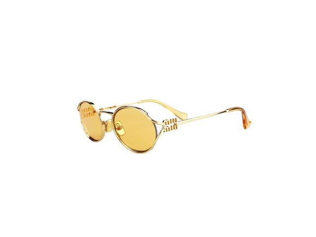 Miu Miu Miu Miu SMU 52Y Sunglasses In Gold Metal Frame With Orange Lenses - view 3