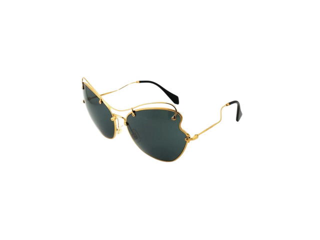 Miu Miu Miu Miu SMU 56R Sunglasses In Gold Metal Frame With Green Lenses - view 1