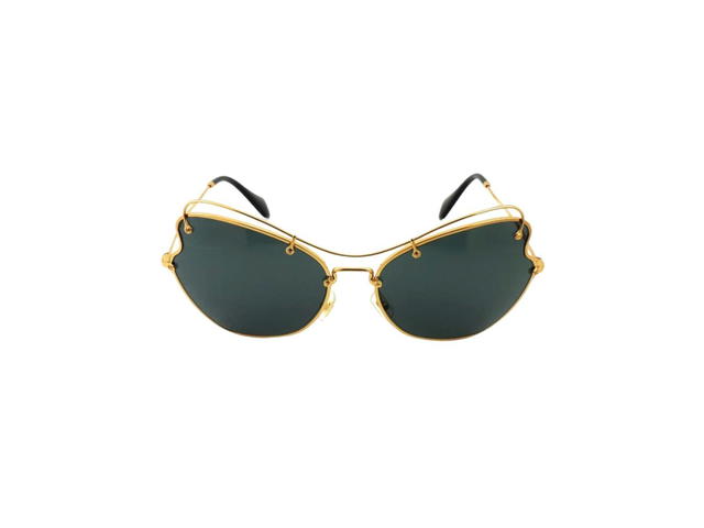 Miu Miu Miu Miu SMU 56R Sunglasses In Gold Metal Frame With Green Lenses - view 2