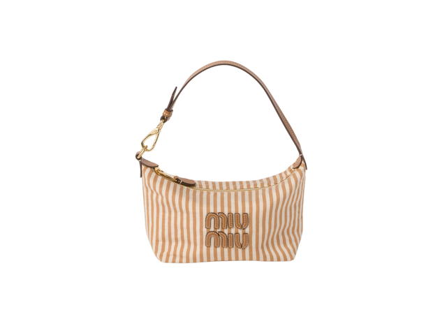 Miu Miu Miu Miu Spirit Fabric Mini-bag In Fabric-Leather Lettering Logo Tan-Caramel - view 1