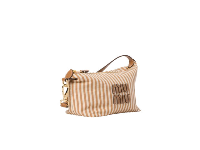 Miu Miu Miu Miu Spirit Fabric Mini-bag In Fabric-Leather Lettering Logo Tan-Caramel - view 2