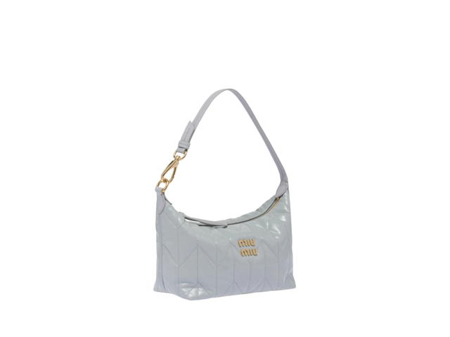 Miu Miu Miu Miu Spirit Matelassé Ciré Mini Bag In Leather With Metal Lettering Logo Cornflower - view 2