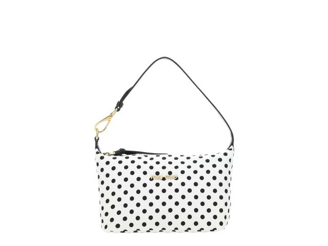 Miu Miu Miu Miu Spirit Polka-Dot Mini Shoulder Bag In Leather And Nylon With Gold-Tone Hardware White Black - view 1