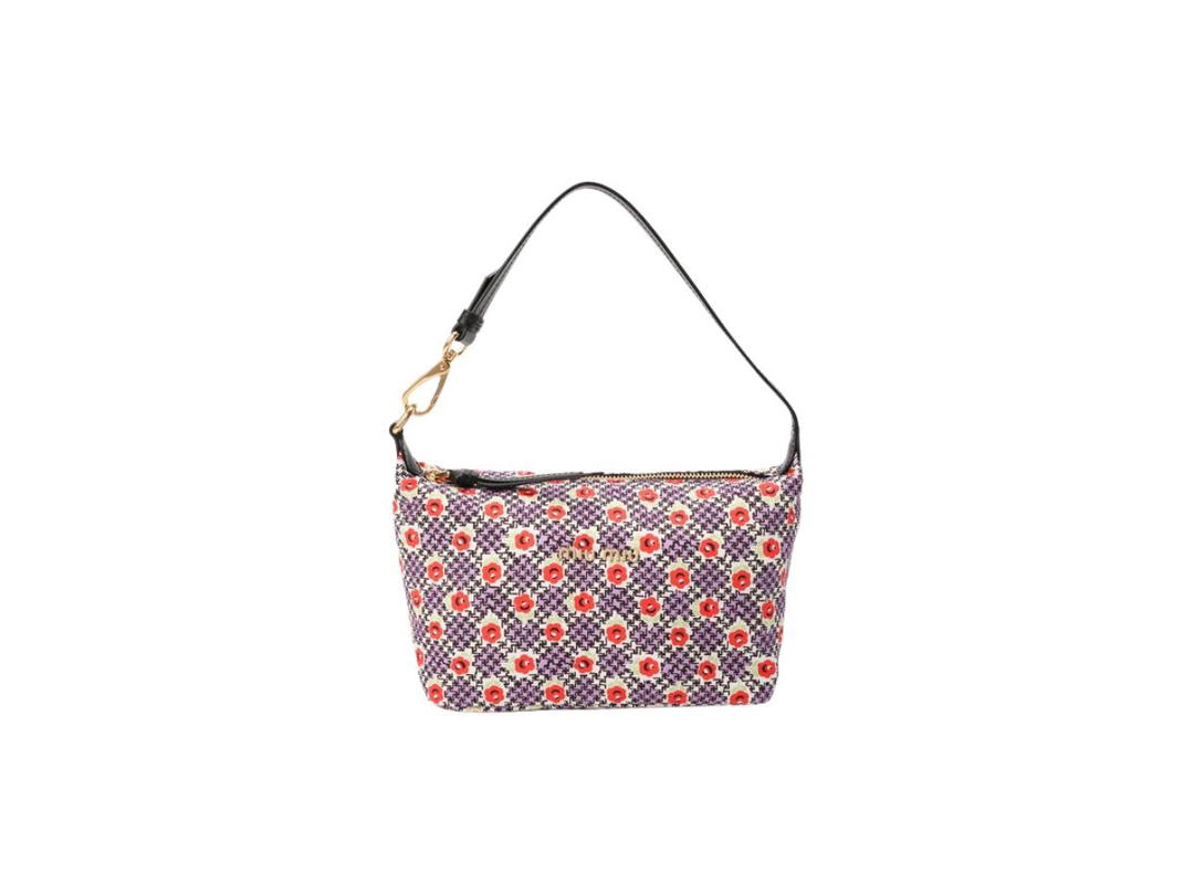 Miu Miu Miu Miu Spirit Printed Fabric Mini Bag In Leather And Nylon With Gold-Tone Hardware Light Purple-Pink Retro