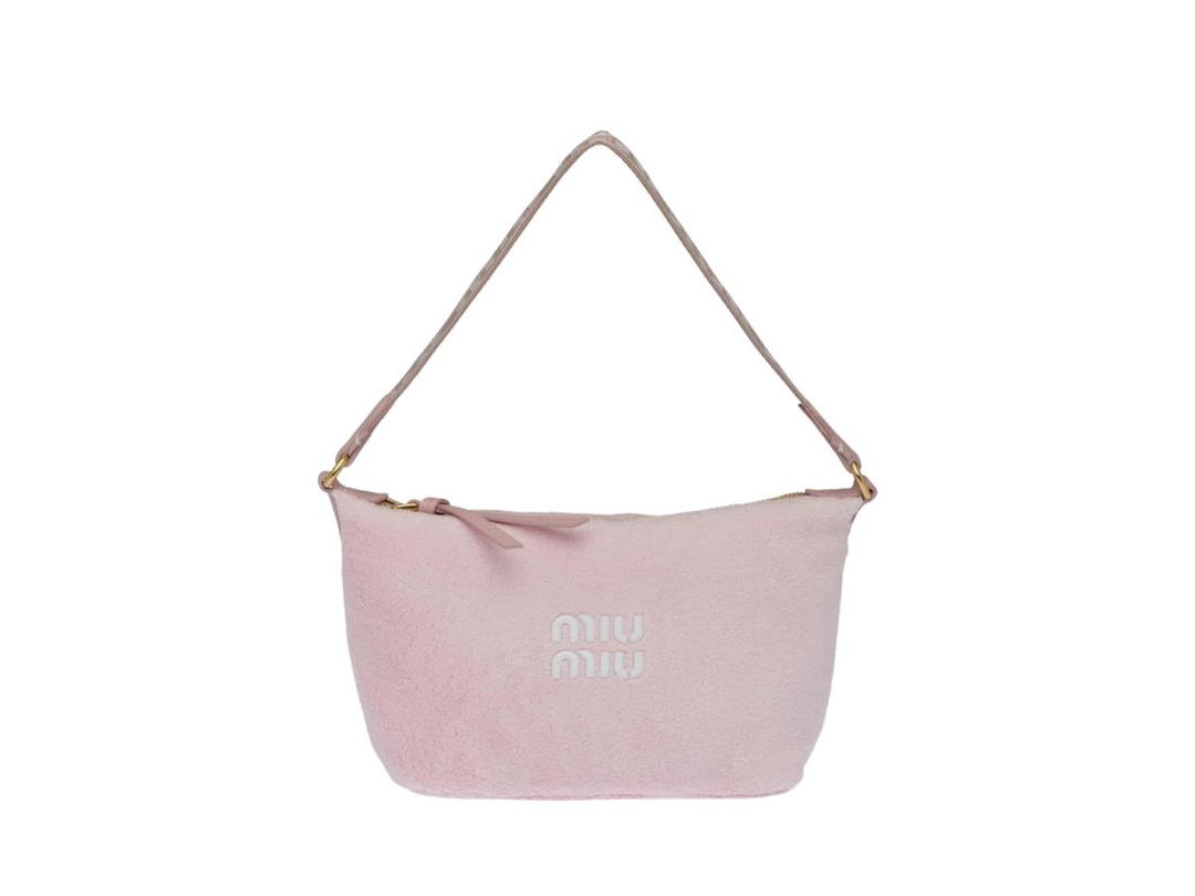 Miu Miu Miu Miu Spirit Terry Cloth Mini-Bag In Fabric With Gold Hardware Petal Pink