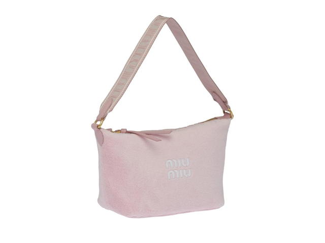 Miu Miu Miu Miu Spirit Terry Cloth Mini-Bag In Fabric With Gold Hardware Petal Pink - view 3
