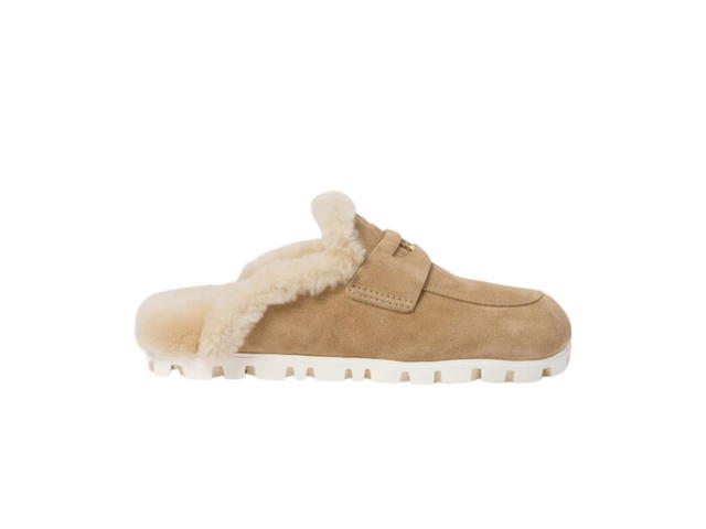 Miu Miu Miu Miu Suede Mules Upper With Leather Band And Logo-Engraved Metal Coin Ecru (W) - view 1