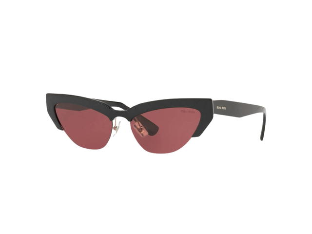 Miu Miu Miu Miu Sunglasses In Black Acetate Frame-Lettering Logo With Red Lens - view 2