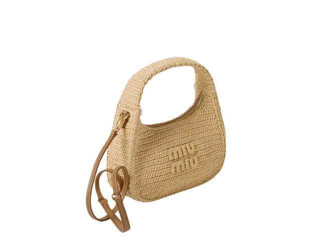 Miu Miu Miu Miu Wander Crochet Hobo Bag With Embroidered lettering logo And Gold-Tone Hardware Natural - view 2