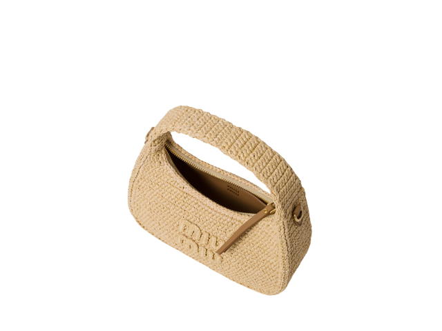 Miu Miu Miu Miu Wander Crochet Hobo Bag With Embroidered lettering logo And Gold-Tone Hardware Natural - view 4