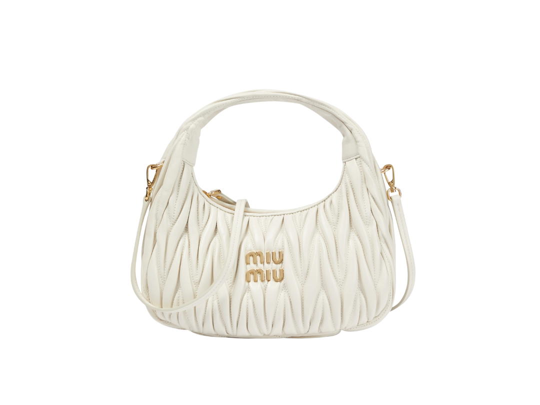 Miu Miu Miu Miu Wander Matelassé Mini-Bag In Nappa Leather With Gold-tone Hardware White