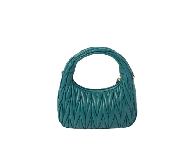 Miu Miu Miu Miu Wander Matelassé Nappa Leather Hobo Bag In Leather With Gold-Tone Hardware Lagoon Blue - view 3