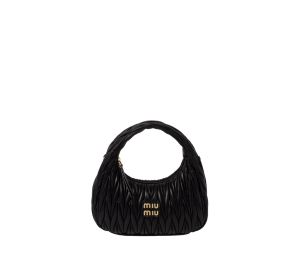 Buy Miu Miu Wander Matelassé Nappa Leather Hobo Bag With Gold-Tone Hardware Black at Sasom – Authentic and Ready to Ship