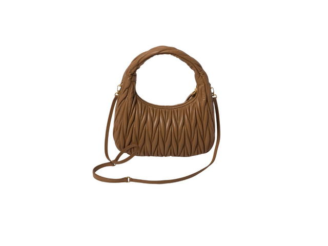 Miu Miu Miu Miu Wander Matelassé Nappa Leather Hobo Bag With Metal Lettering Logo And Gold-Tone Hardware Caramel - view 3