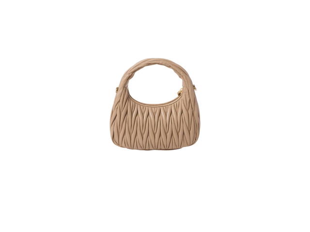 Miu Miu Miu Miu Wander Matelassé Nappa Leather Hobo Bag With Metal Lettering Logo And Gold-Tone Hardware Sand Beige - view 3