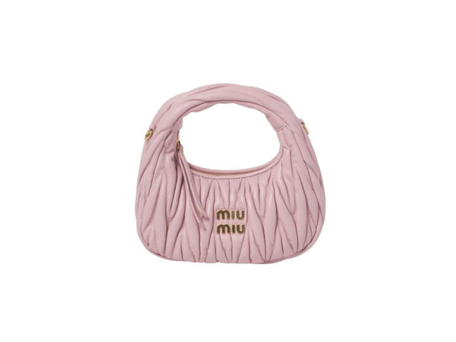 Miu Miu Miu Miu Wander Matelassé Nappa Leather Hobo Mini-Bag In Leather With Gold-Tone Hardware Alabaster Pink - view 1