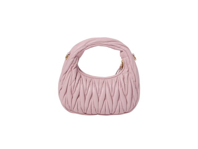 Miu Miu Miu Miu Wander Matelassé Nappa Leather Hobo Mini-Bag In Leather With Gold-Tone Hardware Alabaster Pink - view 2