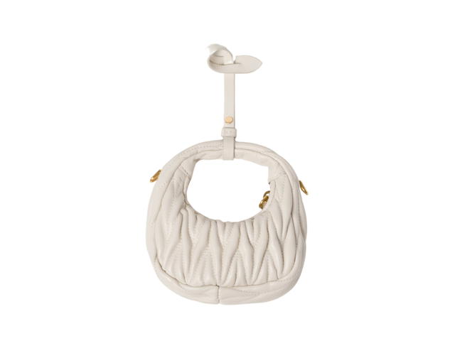 Miu Miu Miu Miu Wander Matelassé Nappa Leather Micro Hobo Bag In Leather With Metal Lettering Logo White - view 2