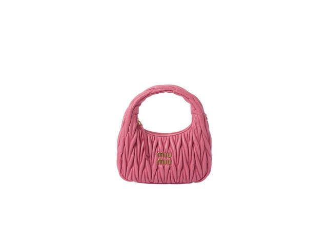 Miu Miu Miu Miu Wander Matelassé Nappa Leather Mini Hobo Bag With Gold-Tone Hardware Begonia Pink - view 1