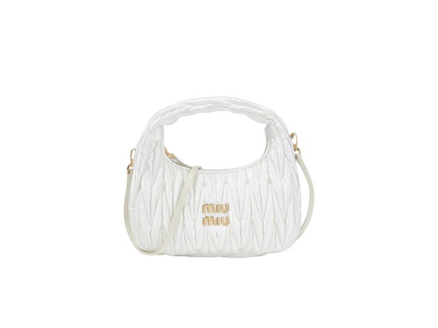 Miu Miu Miu Miu Wander Matelassé Satin Mini Hobo Bag With Gold-Tone Hardware White - view 1