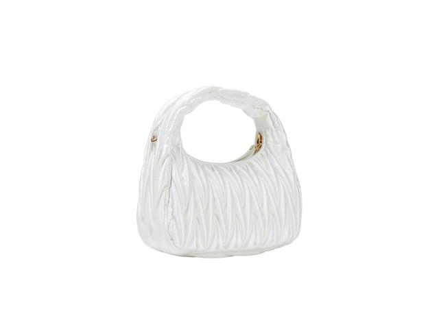 Miu Miu Miu Miu Wander Matelassé Satin Mini Hobo Bag With Gold-Tone Hardware White - view 2