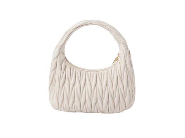 Miu Miu Miu Miu Wander Matelassé Nappa Leather Hobo Bag In Metal Lettering Logo-Gold Tone Hardware White - view 2