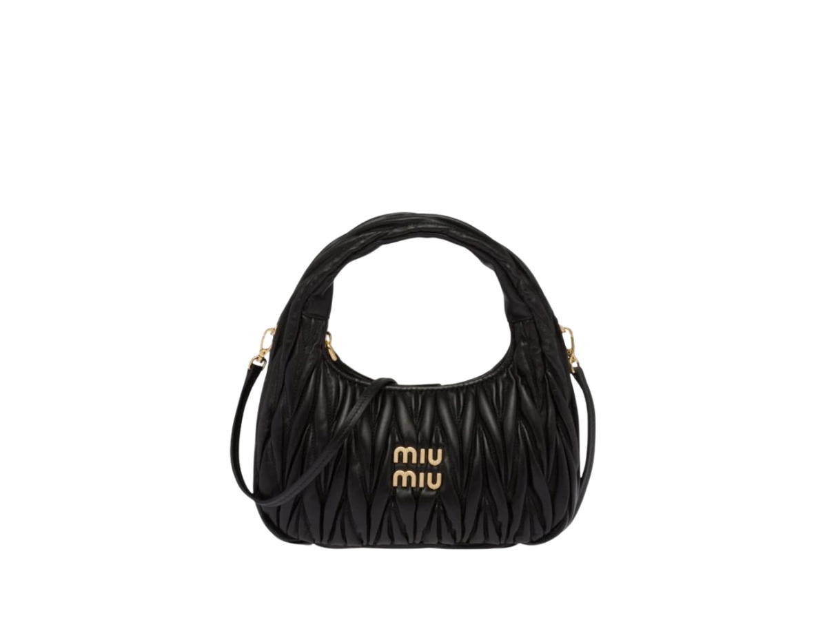 Miu Miu Miu Miu Wander Matelasse Nappa Leather Mini Hobo Bag Black