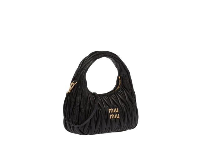 Miu Miu Miu Miu Wander Matelasse Nappa Leather Mini Hobo Bag Black - view 2