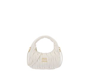 Buy Miu Miu Wander Matelasse Nappa Leather Mini Hobo Bag With Gold-Tone Hardware White at Sasom – Authentic and Ready to Ship
