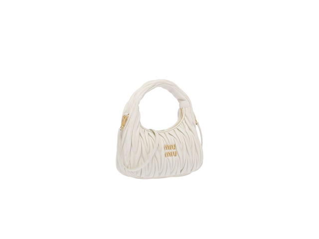 Miu Miu Miu Miu Wander Matelasse Nappa Leather Mini Hobo Bag With Gold-Tone Hardware White - view 2