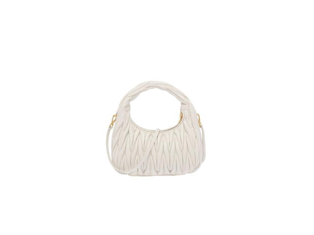 Miu Miu Miu Miu Wander Matelasse Nappa Leather Mini Hobo Bag With Gold-Tone Hardware White - view 3