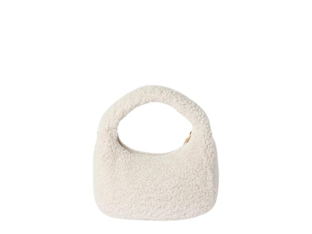 Miu Miu Miu Miu Wander Shearling Hobo Bag With Gold-Tone Steel Finish Metal Hardware Ivory - view 3