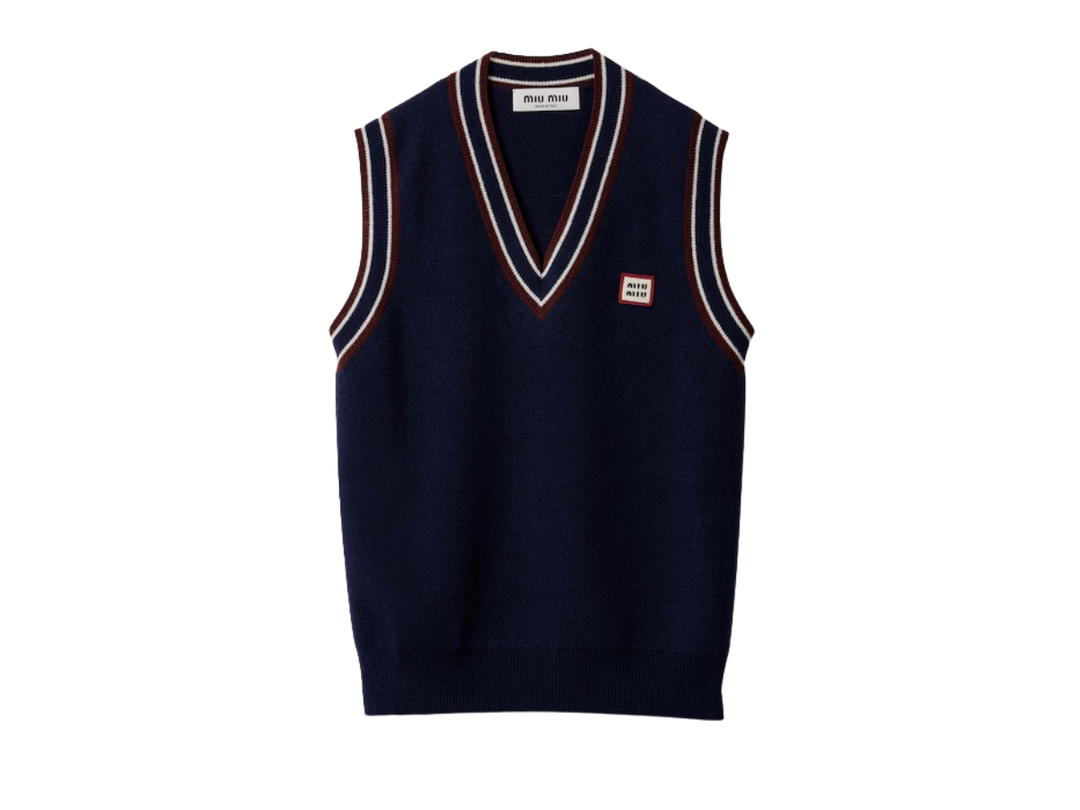 Miu Miu Miu Miu Wool And Cashmere Knit Vest Navy