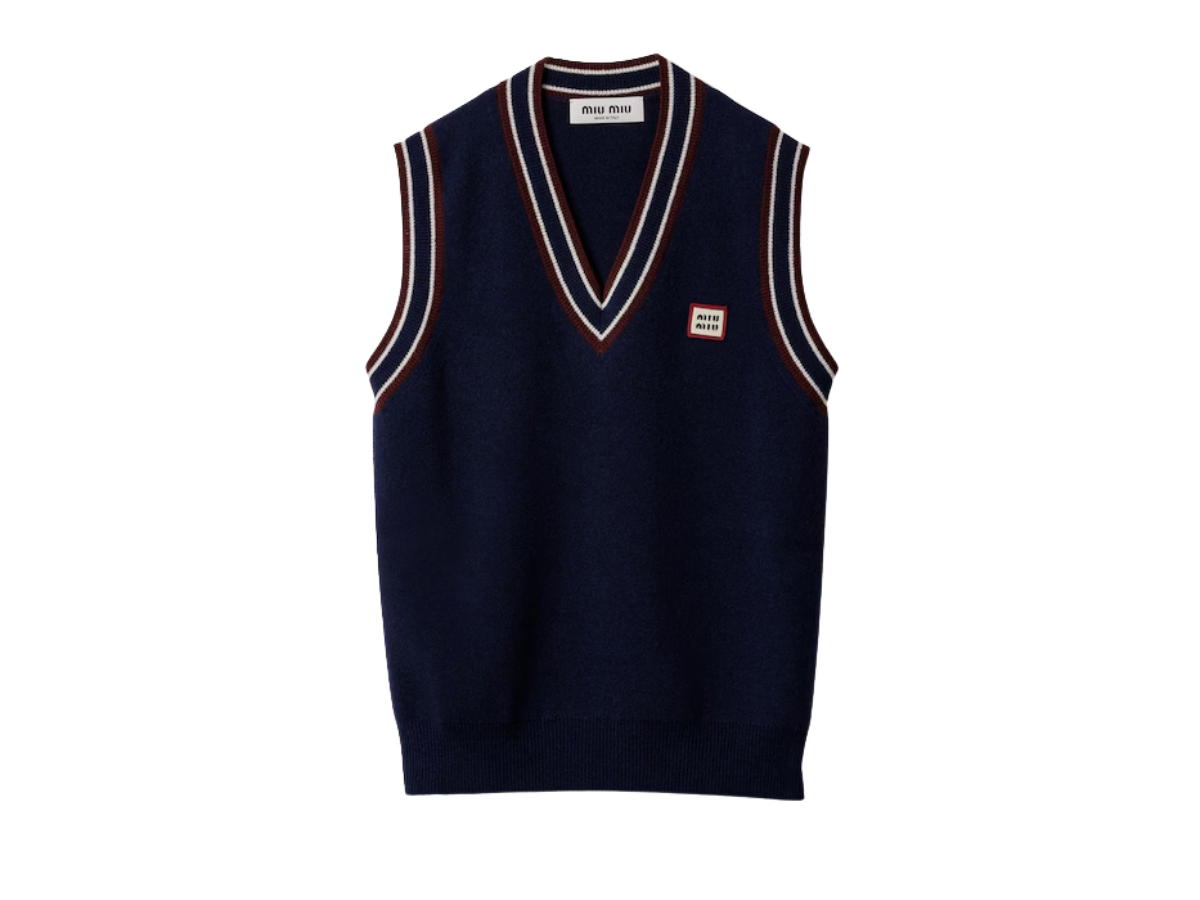 Miu Miu Miu Miu Wool And Cashmere Knit Vest Navy