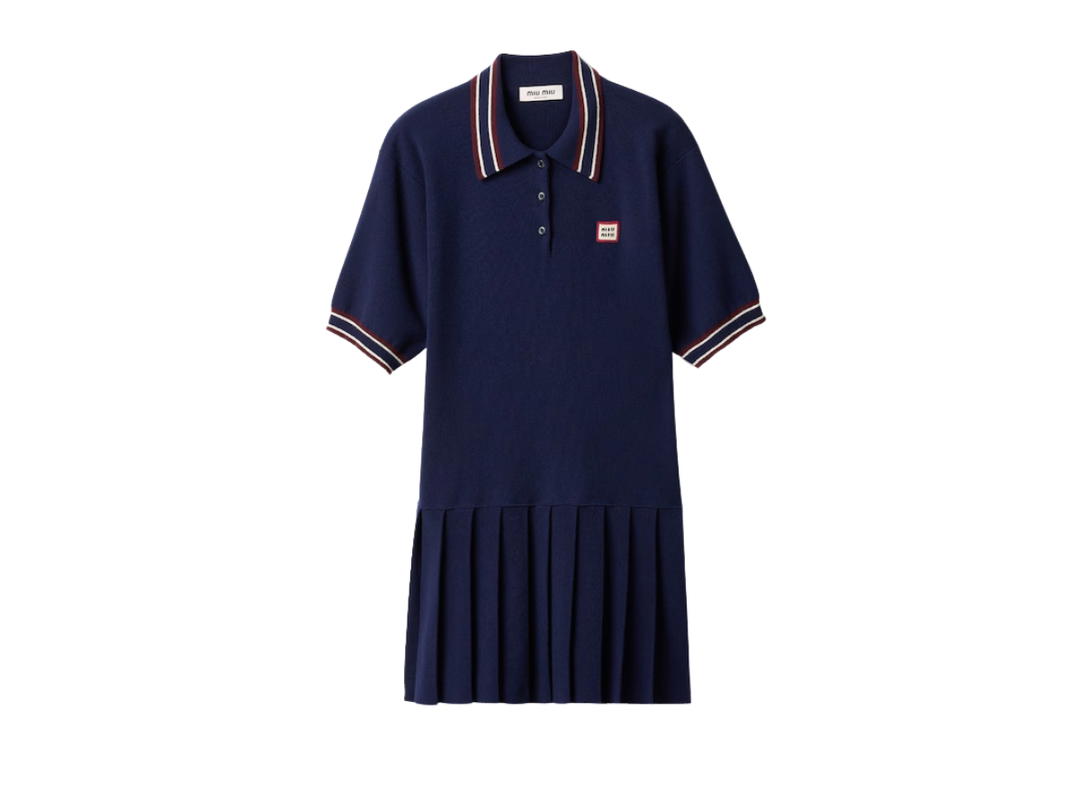 Miu Miu Miu Miu Wool And Cashmere Polo Dress Navy