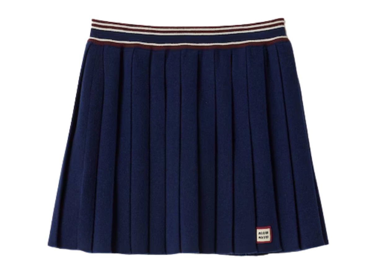 Miu Miu Miu Miu Wool And Cashmere Skirt Navy