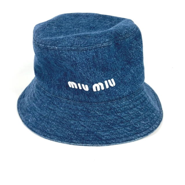 Miu Miu MIUMIU 5HC196 Denim logo hat bucket hat bob hat cotton blue/White - view 3