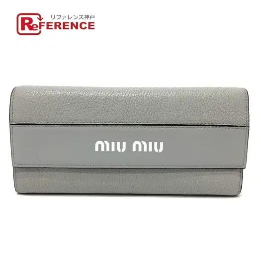 Buy MIUMIU 5MH109 logo Wallet Bifold Long Wallet Leather gray/Black/SilverHardware at Sasom – Authentic and Ready to Ship