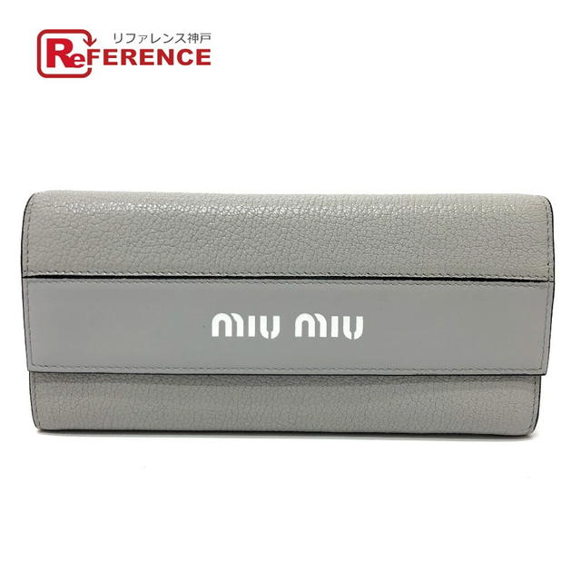 Miu Miu MIUMIU 5MH109 logo Wallet Bifold Long Wallet Leather gray/Black/SilverHardware - view 1