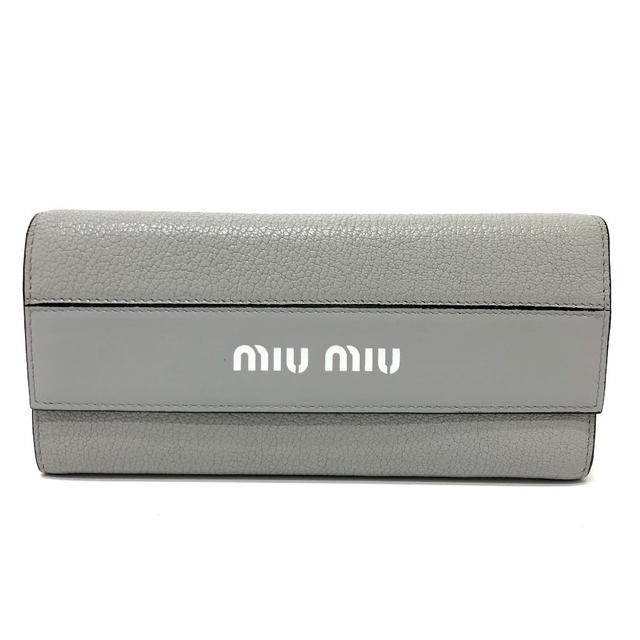 Miu Miu MIUMIU 5MH109 logo Wallet Bifold Long Wallet Leather gray/Black/SilverHardware - view 2
