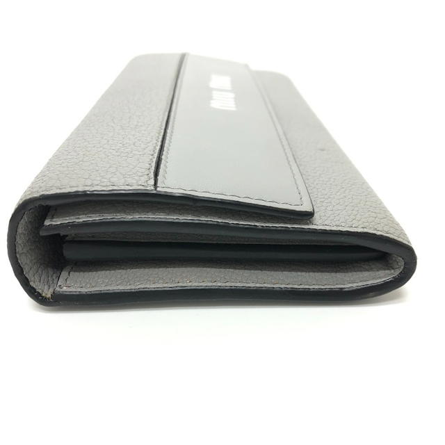 Miu Miu MIUMIU 5MH109 logo Wallet Bifold Long Wallet Leather gray/Black/SilverHardware - view 4