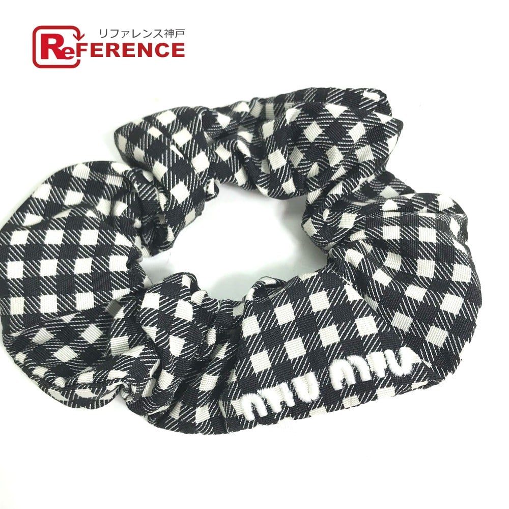 Miu Miu MIUMIU logo hair accessories hair rubber Scrunchie Nylon Black/White Unused