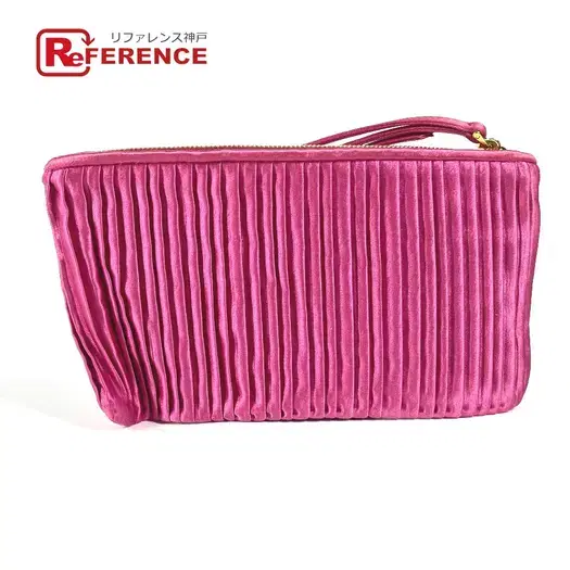 Buy MIUMIU logo Pouch with bag strap Clutch bag Rayon / silk pink at Sasom – Authentic and Ready to Ship
