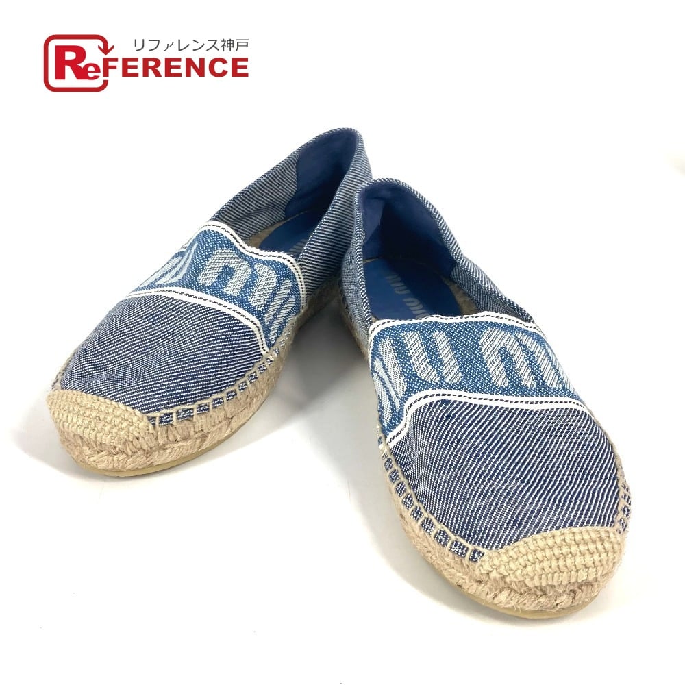 Miu Miu MIUMIU logo Shoes Slip-on Flats Espadrille cotton blue/White
