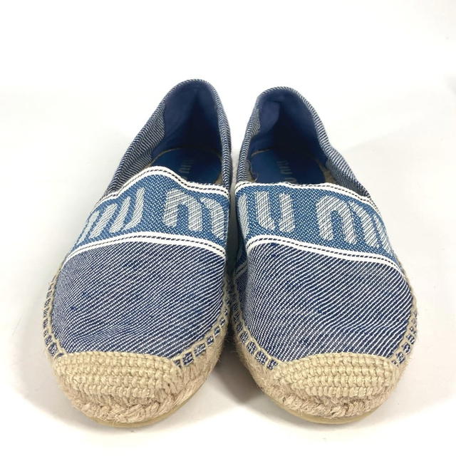 Miu Miu MIUMIU logo Shoes Slip-on Flats Espadrille cotton blue/White - view 4